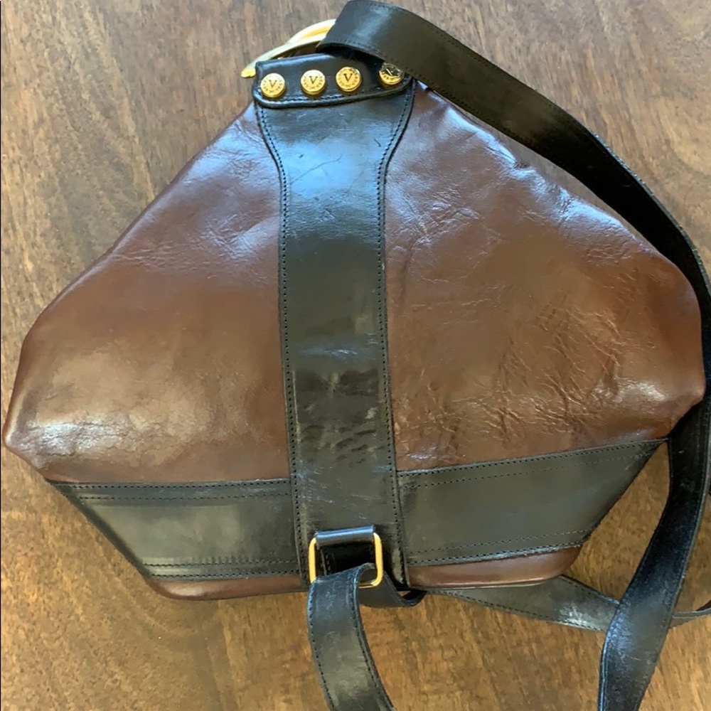 valentina leather purse backpack brown and black - Picture 5 of 14